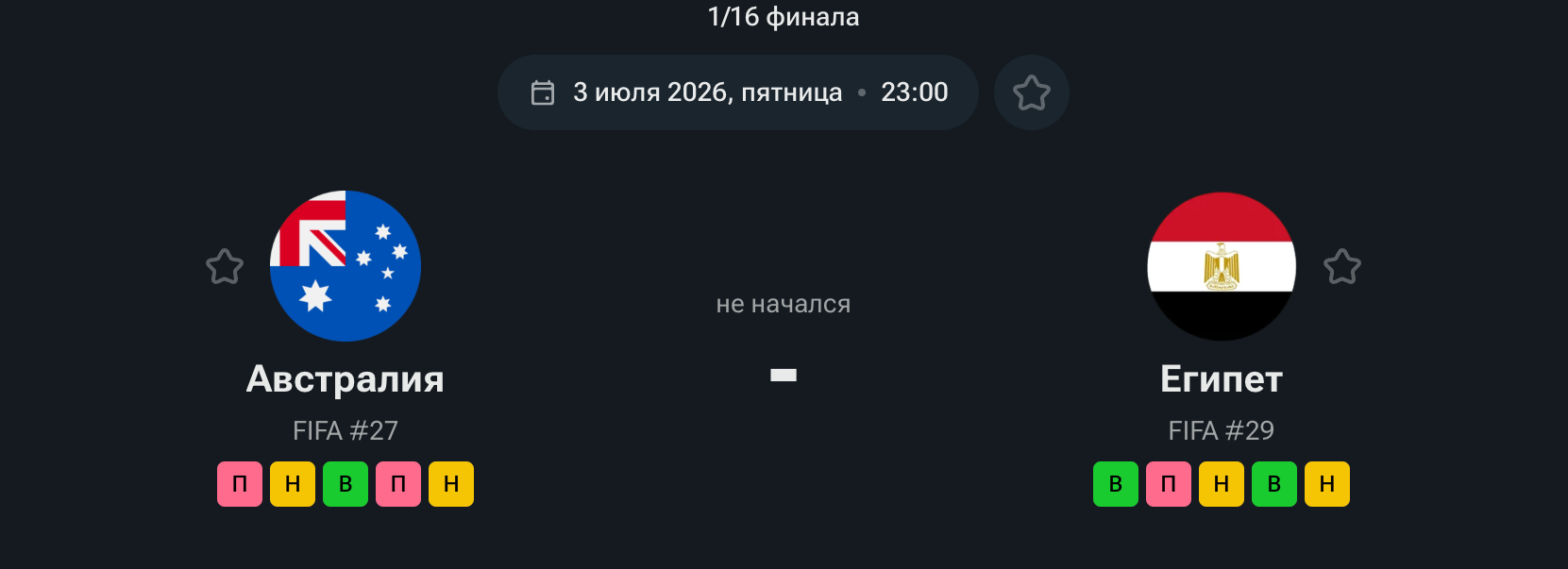 Австралия — Египет, 03.07.26