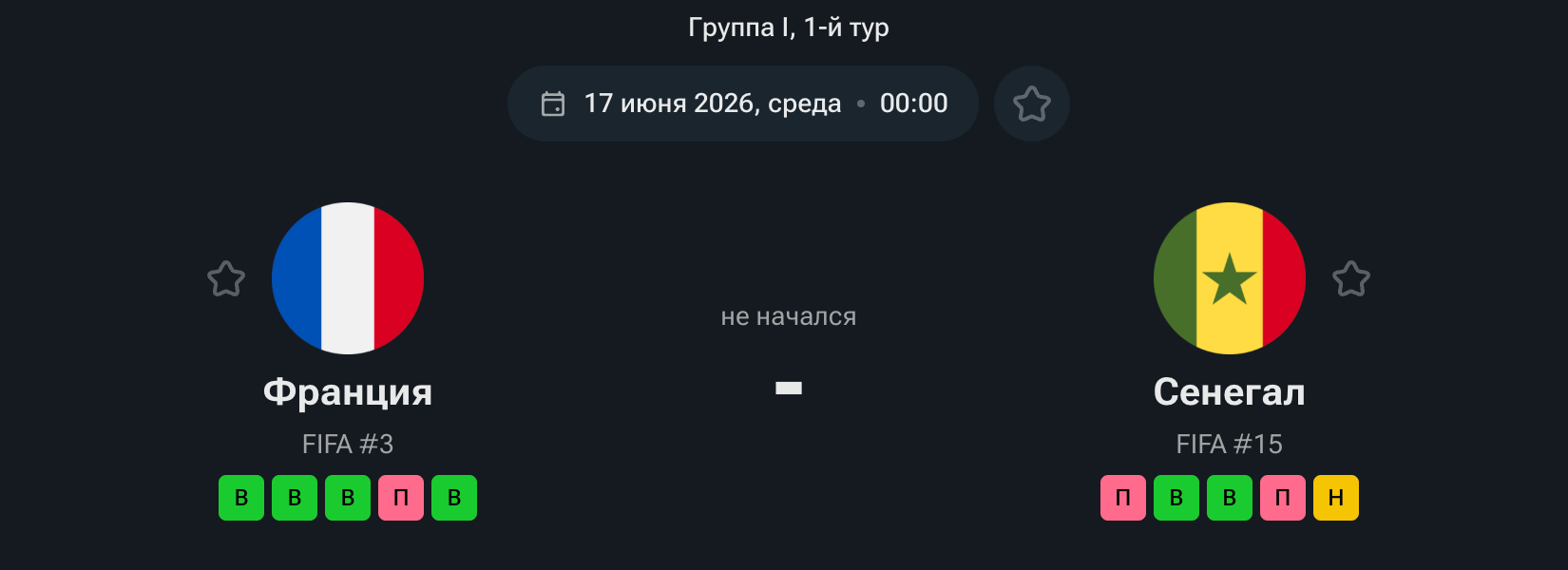 Франция — Сенегал 16 июня