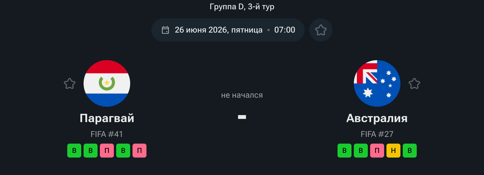 Парагвай — Австралия, 26.06.26